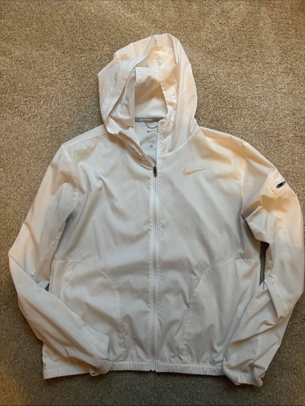 Nike White Hooded Zip-Up Athletic Jacket